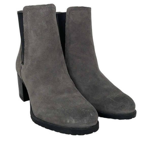 Sam Edelman Boots Women's 10 Grey Suede Leather Ankle Booties Block Heel Shoes - Picture 5 of 14